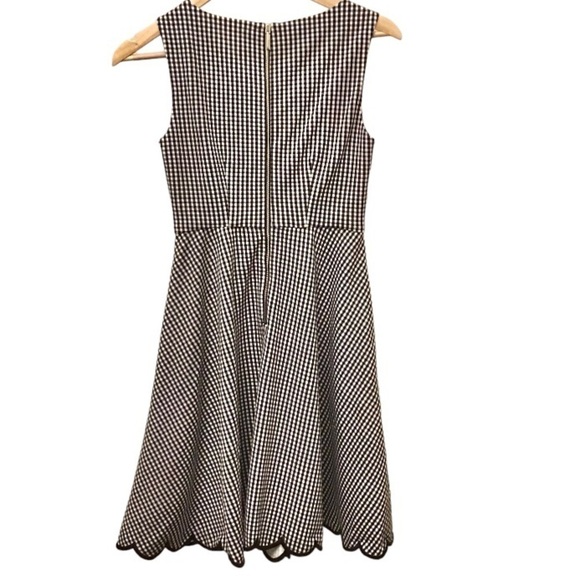Kate Spade XS Jazzy Gingham Scalloped Ponte Dress Black White Fit & Flare - Picture 4 of 9